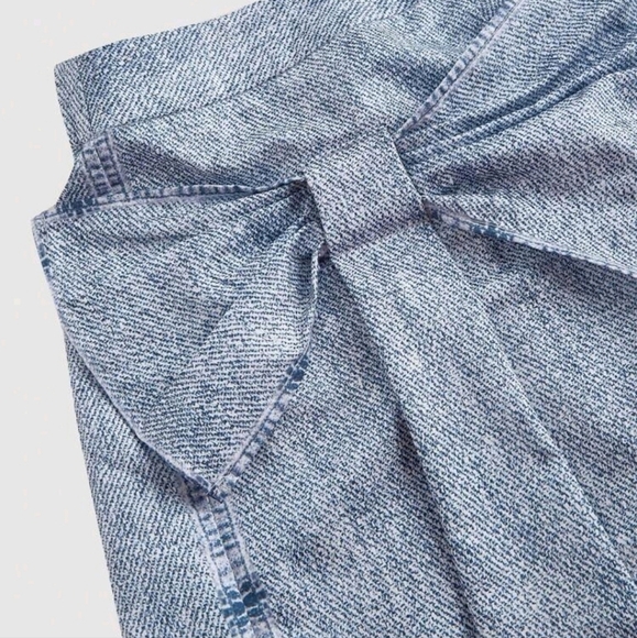 Women's High Waist Denim Print Bow Shorts, Casual Shorts - Picture 3 of 4